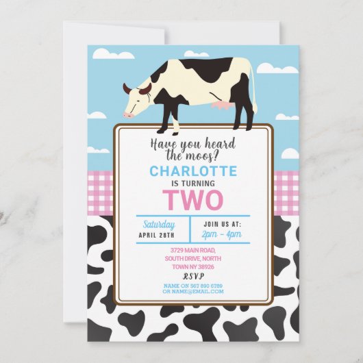 Koe Verjaardag Nodig twee 2e Heilige Koe Feest uit Kaart (Voorkant)