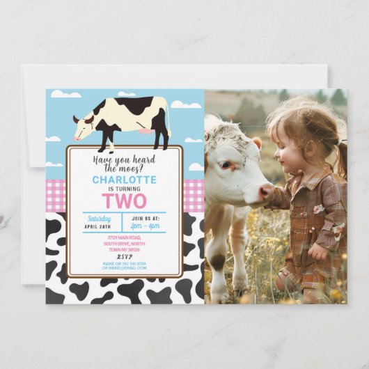 Koe Verjaardag Nodig twee 2e Heilige Koe Party Fot Kaart (Voorkant)