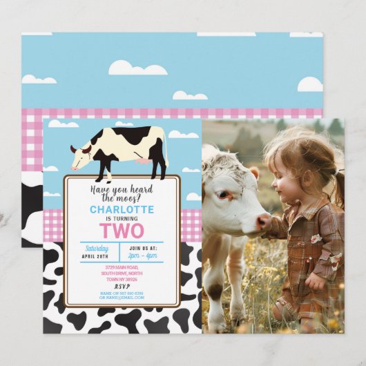 Koe Verjaardag Nodig twee 2e Heilige Koe Party Fot Kaart (Voorkant / Achterkant)