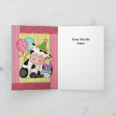 Koe Verjaardag wenskaart Kaart (Binnen)