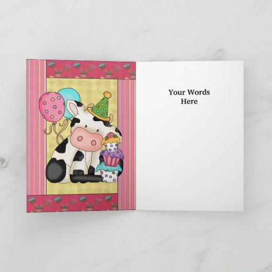 Koe Verjaardag wenskaart Kaart (Binnen)