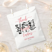 Koe verjaardagsfeestje koe patroon roze dank u bedankzakje (Geknipt)