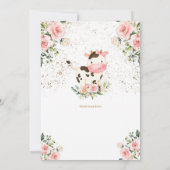 Koe Verjaardagsfeestje, Roze & Goud Meisje Verjaar Kaart (Achterkant)
