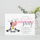 koe verjaardagsfeestje voor meisjes aankondiging (Staand voorkant)
