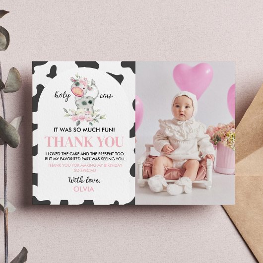 Koe Verjaardagsfoto Bedankkaart