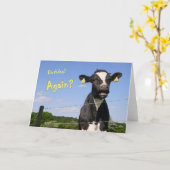 Koe verjaardagskaart kaart (Gele Bloem)