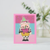 Koe verjaardagskaarten en porto briefkaart (Staand voorkant)