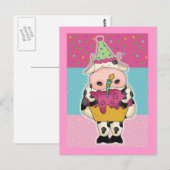 Koe verjaardagskaarten en porto briefkaart (Voorkant / Achterkant)