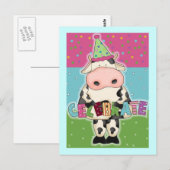 Koe verjaardagskaarten en porto briefkaart (Voorkant / Achterkant)