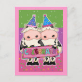 Koe verjaardagskaarten en postzegels briefkaart (Voorkant)