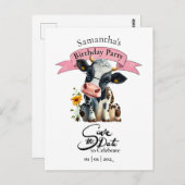 Koe verjaardagsmeisje briefkaart (Voorkant / Achterkant)