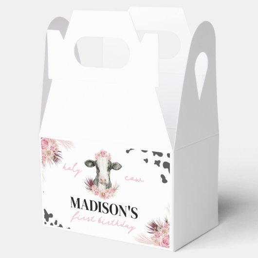 Koe verjaardagspartij bedankdoosjes (Geopend)