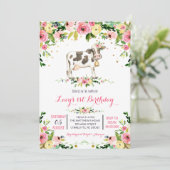 Koe verjaardagsuitnodiging, koe verjaardagsuitnodi kaart (Staand voorkant)