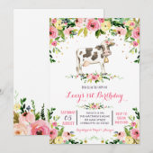 Koe verjaardagsuitnodiging, koe verjaardagsuitnodi kaart (Voorkant / Achterkant)