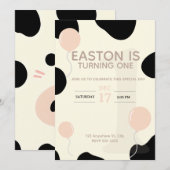 Koe verjaardagsuitnodiging voor kinderen kaart (Voorkant / Achterkant)