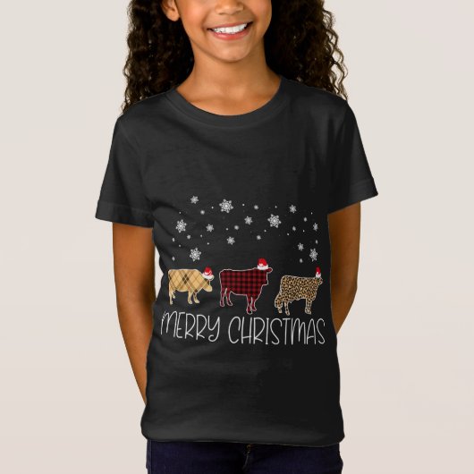 Koe Versiering kerstcadeautje Pset Leopard X-Mas P T-shirt (Voorkant)