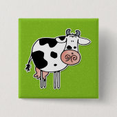 koe vierkante button 5,1 cm (Voorkant)