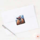 koe vierkante sticker (Envelop)