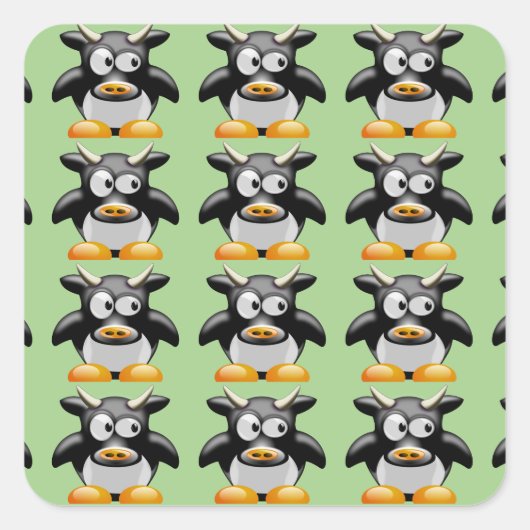 koe vierkante sticker (Voorkant)
