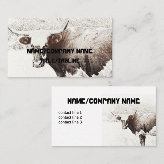 koe visitekaartje aangepaste dubbelzijdig (Voorkant / Achterkant)