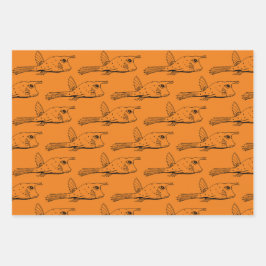 Koe viswaterdieren Patroon Oranje rood Paars Inpakpapier Vel