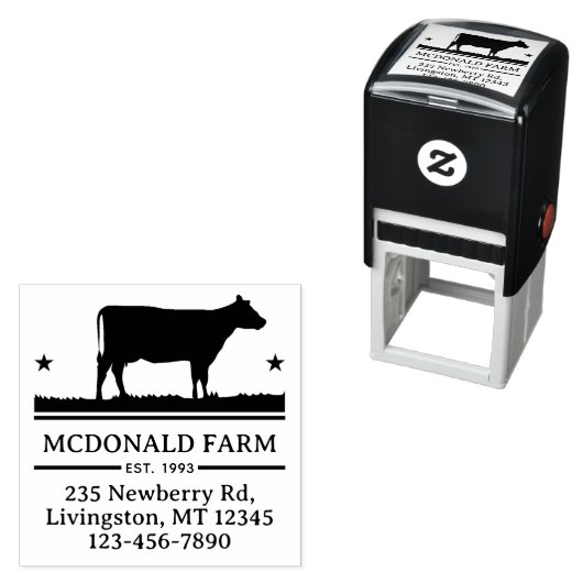  Koe vleesstrookje Land Boerderij Logo Zelfinktende Stempel (In situ)