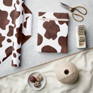 Koe Vlekken Patroon Bruin en Wit Dierenprint Cadeaupapier