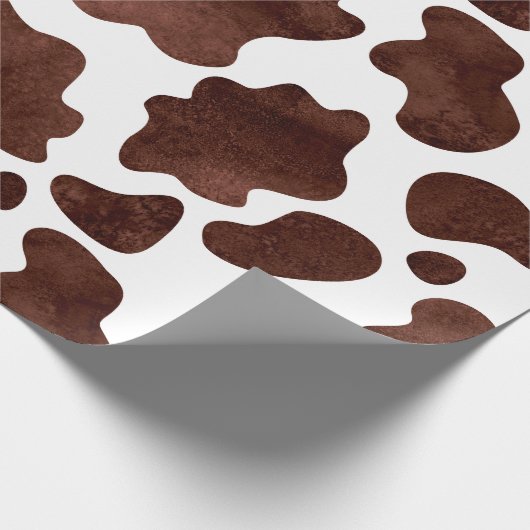 Koe Vlekken Patroon Bruin en Wit Dierenprint Cadeaupapier (Hoek)