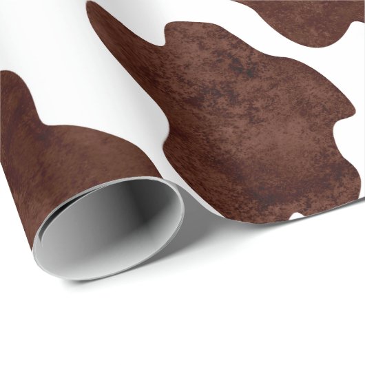 Koe Vlekken Patroon Bruin en Wit Dierenprint Cadeaupapier (Rol Hoek)