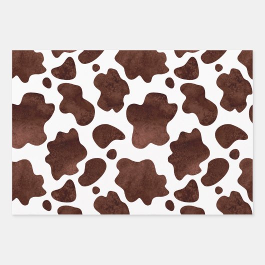Koe Vlekken Patroon Bruin en Wit Dierenprint Inpakpapier Vel (Voorkant 2)