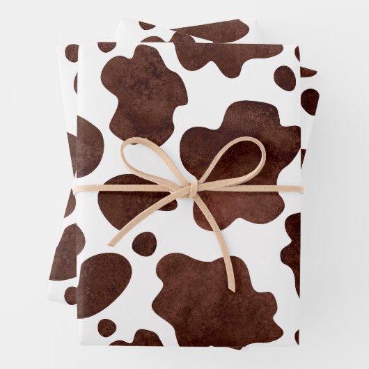Koe Vlekken Patroon Bruin en Wit Dierenprint Inpakpapier Vel (In situ)