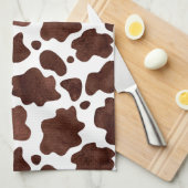 Koe Vlekken Patroon Bruin en Wit Dierenprint Theedoek (Quarter Fold)