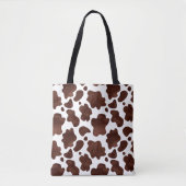 Koe Vlekken Patroon Bruin en Wit Dierenprint Tote Bag (Voorkant)