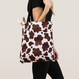 Koe Vlekken Patroon Bruin en Wit Dierenprint Tote Bag