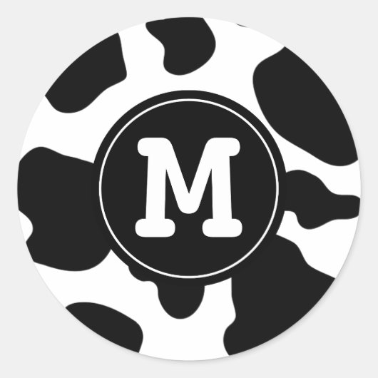 Koe vlekken patroon ronde sticker | Dierenprint (Voorkant)