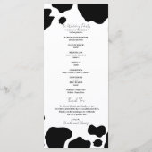 Koe Vlekken Print Zwart Wit Huwelijksprogramma Menu (Achterkant)