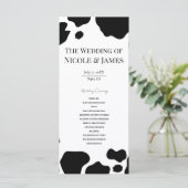 Koe Vlekken Print Zwart Wit Huwelijksprogramma Menu (Staand voorkant)