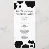 Koe Vlekken Print Zwart Wit Huwelijksprogramma Menu (Voorkant)