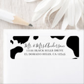 Koe Vlekken Print Zwart & Wit Trouwdag Etiket (Insitu)