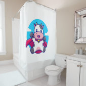 Koe vliegende hemel, grappig schattig douchegordijn (In situ)