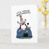 Koe vogeldagkaart kaart (Gele Bloem)