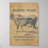 koe voor burlap poster (Voorkant)