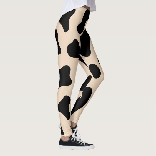 Koe voor huid en zwart afdrukken leggings (Rechts)
