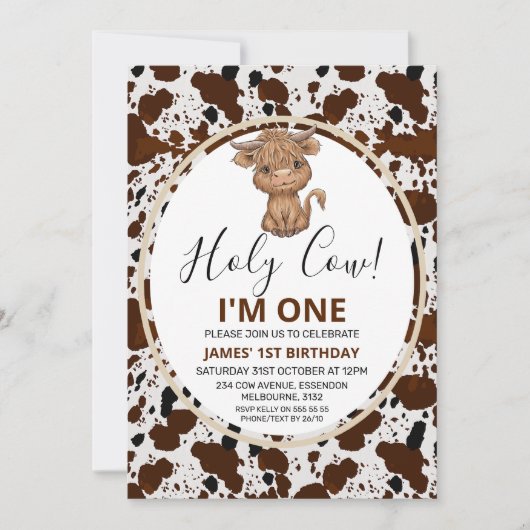 Koe voor Koe op het hoogste niveau Eerste verjaard Kaart (Voorkant)