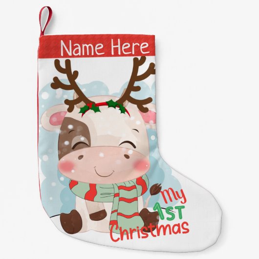 Koe voor mijn eerste Kerstmis Kleine Kerstsok (Voorkant)