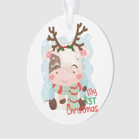 Koe voor mijn eerste Kerstmis Ornament (voorkant)