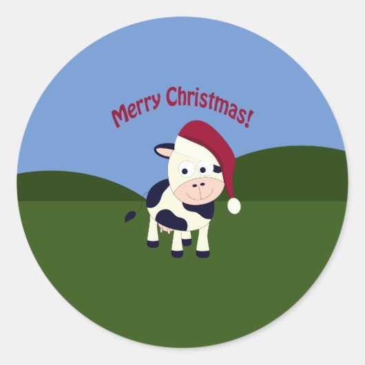 Koe voor pretkerst ronde sticker (Voorkant)