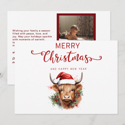  Koe Vrolijk Kerstfeest Gelukkig Nieuwjaar Kaart (Voorkant / Achterkant)