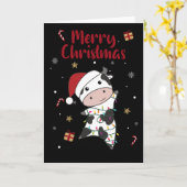 Koe Vrolijke Kerstmis Winter Dieren Koeien Kaart (Gele Bloem)