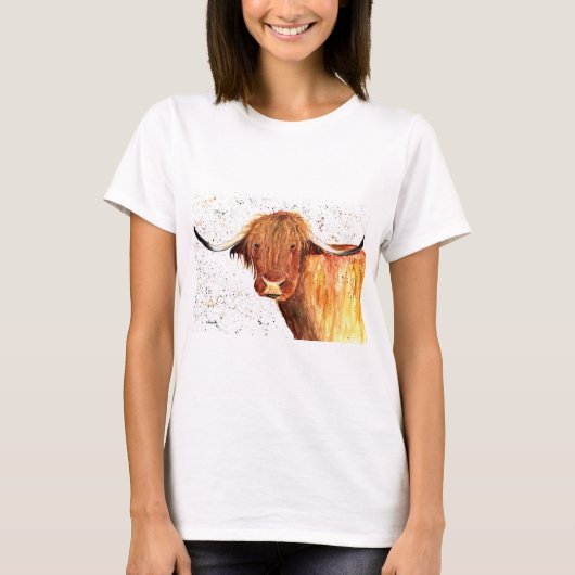 koe waterverf hoogland t-shirt (Voorkant)